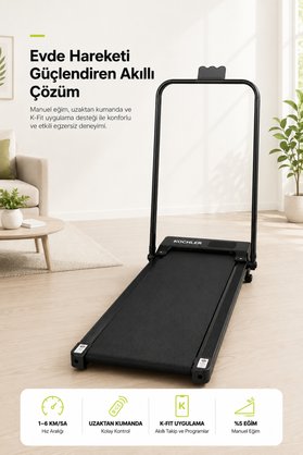 kochler Uzaktan Kumandalı Portatif Eğimli Yürüme ve Koşu Bandı – K-Fit Uygulamalı