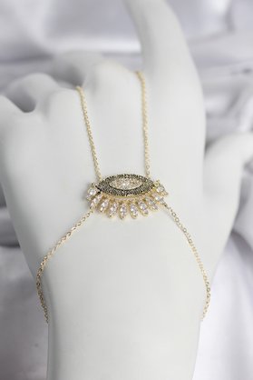 Byb Moda Tasarım Pirinç Gold Renk Zirkon Taşlı Göz Model Kadın Şahmeran 5886