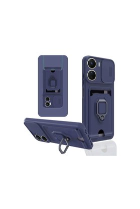 Ethab Ticaret Glb-Stl41414 Vivo Y16 Kılıf Zuma Kartvizitli Yüzüklü Silikon - Lacivert
