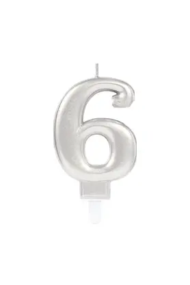 Evi̇mdeyokyok 6 Rakam Mum Gümüş Renk