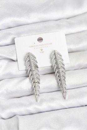 Gelalbe Pirinç Gümüş Renk Balık Sırtı Model Zirkon Taşlı Kadın Küpe 5886 - Alkglb6732-3810