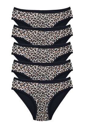 Ethab Ticaret Glb-Stl41414 5 Adet Leopar Desenli Likralı Yumuşak Dokulu Kadın Slip Külot