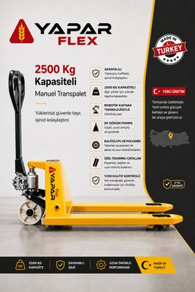 Yapar 2 5 TON Manuel Yerli Üretim Flex Transpalet Beyaz Teker