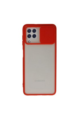 Evimdeyokyok Samsung Galaxy A22 Kılıf Palm Buzlu Kamera Sürgülü Silikon - Kırmızı