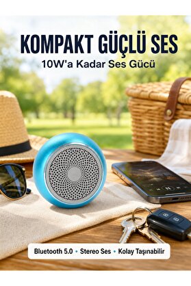 Ethab Giyim Alüminyum Gövdeli Mini Bluetooth Hoparlör – Dayanıklı Ve Şık Tasarım Yeni - Glst3161-867