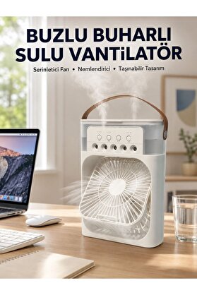 Ethab Giyim Spreyli Mini Masaüstü Fan | 500Ml Su Hazneli 3 Kademeli Soğutucu Yeni Nesil - Glst4446-6985