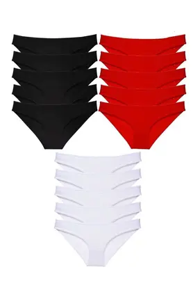 Ethab Ticaret Glb-Stl41414 15 Adet Süper Eko Set Likralı Kadın Slip Külot Siyah Kırmızı Beyaz