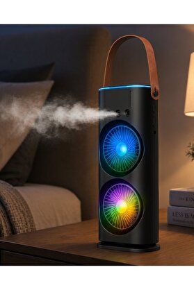 Ethab Giyim Usb Şarjlı Çift Başlıklı Buharlı Masaüstü Fan Sessiz Serinletici Işıklı - Glst1364-103