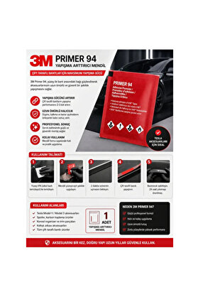 Evi̇mdeyokyok 3M Pri̇mer 94 Bant Yapıştırıcı Arttırıcı Kuvvetlendi̇ri̇ci̇ Pri̇mer Mendi̇l (1Adet )