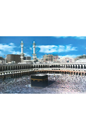 Evi̇mdeyokyok 3 Boyutlu Resi̇m Ekstra Çözünürlüğe Sahi̇p Kabe Resmi̇ Mekke Tablosu 40X60 Cm
