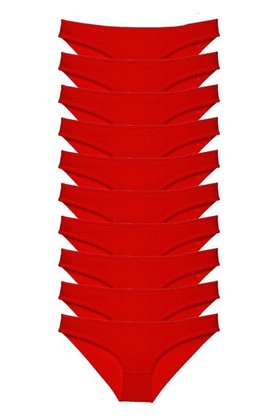 Ethab Ticaret Glb-Stl41414 10 Adet Süper Eko Set Likralı Kadın Slip Külot Kırmızı
