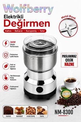 Wolfberry Elektrikli Paslanmaz 4 Bıçaklı Çelik Kahve Baharat Prinç Öğütücü Makina 360 Wat