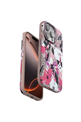 Ethab Ticaret Glb-Stl41414 Onegif İphone 14 Pro Flower Series Magsafe Kapak - Pembe