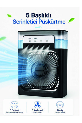 Oneol Yayınevi Püskürtmeli Masaüstü Fan 5 Başlıklı Serinletici 600 Ml Su Haznesi 3 Kademe Fa - 1Ol3205-4075