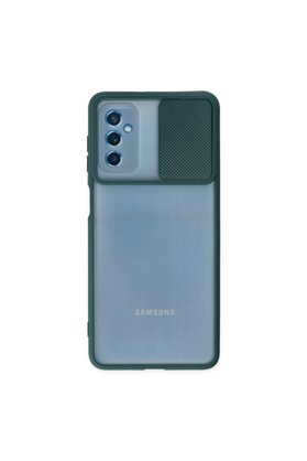 Evimdeyokyok Samsung Galaxy M52 5G Kılıf Palm Buzlu Kamera Sürgülü Silikon - Yeşil
