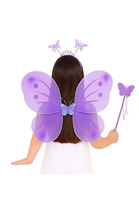 Ethab Ticaret Glb-Stl41414 Lila Mor Kelebek Kız Seti – 50 Cm Kelebek Kanadı, Taç Ve Asa