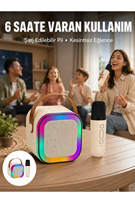 Dunai Store Mey İthalat® Taşınabilir Karaoke Mikrofon Seti Bluetooth Hoparlörlü Yeni Nesil