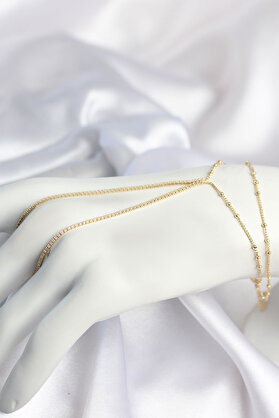 Evimdeyokyok Gold Renk Minimal Zirkon Taşlı Su Yolu Model Şahmeran Tj-Sn807