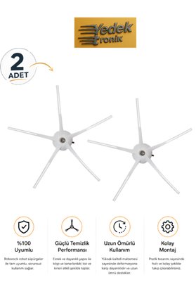 Roborock S5 Max / S5 / S6 / S6 Max / S6 MaxV Uyumlu 2'li Yan Fırça – Beyaz | Robot Süpürge Yedek Parça