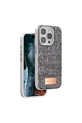 Ethab Ticaret Glb-Stl41414 Onegif İphone 15 Pro Max Bright Simli Kapak - Gümüş