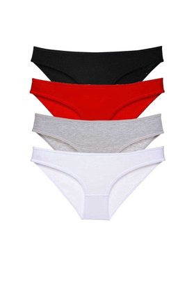 Ethab Ticaret Glb-Stl41414 4 Adet Süper Eko Set Likralı Kadın Slip Külot Siyah Kırmızı Gri Beyaz