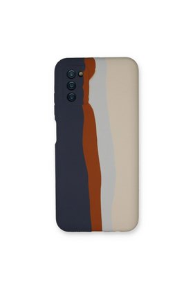 Evimdeyokyok Samsung Galaxy A03S Kılıf Ebruli Lansman Silikon - Lacivert-Krem