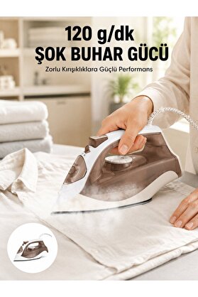 Ethab Giyim Seramik Tabanlı Buharlı Ütü 2200W Dikey Ütüleme 300Ml Kahverengi - Glst7193-5942