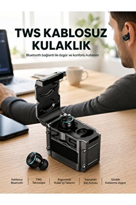 Ethab Giyim Ergonomik Tasarımlı Bluetooth Kulaklık | Suya Dayanıklı | Dokunmatik Kontrollü - Glst9038-661
