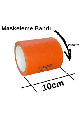 Evi̇mdeyokyok Maskeleme Kağıt Bant Geni̇ş Taban Bandı 100Mmx20Mt Turuncu