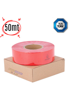 Evi̇mdeyokyok Reflektör Reflekti̇f Petekli̇ Şeri̇t Bant 5 Cm X 50 Metre Kırmızı Tüvtürk Uyumlu
