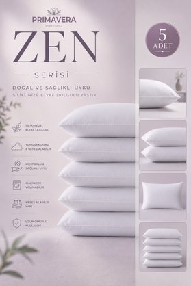 Primavera Home Primavera Zen Serisi 5'li Silikonize Elyaf Yastık - Makinede Yıkanabilir Vakumlu Gönderim