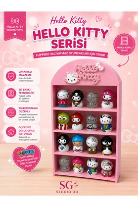 SG Studio Hello Kitty Temalı Flipperz Hacıyatmaz Oyuncakları için Stand - Arkası Kapalı - Pembe Oyuncak Organizer