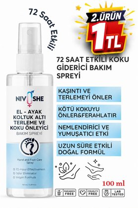 NIVOSHE Premium 100ml Ayak Kokusu Giderici Önleyici Ayakkabı Ayak Kokusu Spreyi Ve Koltuk Altı Terleme Önleyici