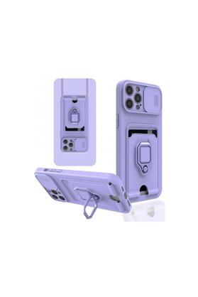 Ethab Ticaret Glb-Stl41414 İphone 12 Pro Max Kılıf Zuma Kartvizitli Yüzüklü Silikon - Lila