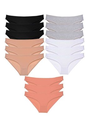 Ethab Ticaret Glb-Stl41414 15 Adet Süper Eko Set Likralı Kadın Slip Külot Siyah Ten Gri Beyaz Pudra