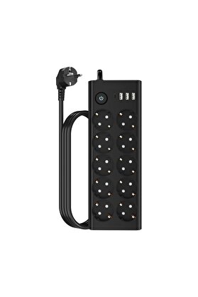 Evi̇mdeyokyok Çoklu Pri̇z 10 Lu + 3 Usb + 1 Type-C 3680W 16A Anahtarlı Akım Korumalı Uzatma Pri̇zi̇ (2 Metre Kablo) Ftr14