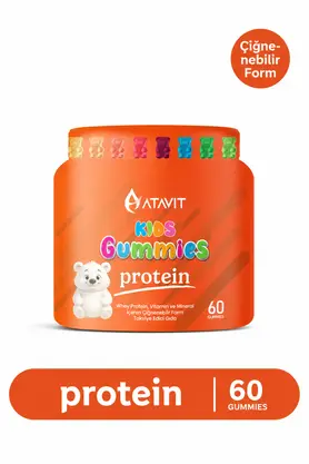 Atavit Protein Magnezyum,Whey Protein,L-Glisin,Maca (Lepidium Meyenii),Vitamin E B3 B5 C,Çinko Gummies Kids
