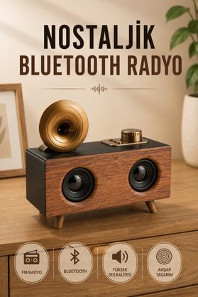 Geneloem Nostaljik Radyo Bluetooth Bağlantılı Şarjlı Yüksek Ses Kaliteli - Tttttt4016-6449
