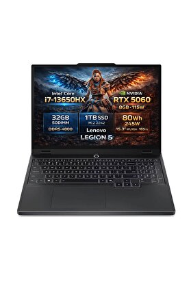 Lenovo Legion 5 15IRX10 Intel Core i7-13650HX 32GB 1TB SSD RTX 5060 8GB 15.3" Wuxga IPS Freedos 83LY00PYTR