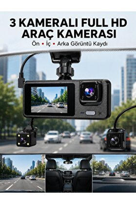 Ethab Giyim 3 Kanallı Araç Dvr – Ön + İç + Arka Kamera İle Tam Kapsama Yüksek Güvenlik - Glst9664-731