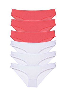 Ethab Ticaret Glb-Stl41414 6 Adet Eko Set Likralı Kadın Slip Külot Fuşya Beyaz