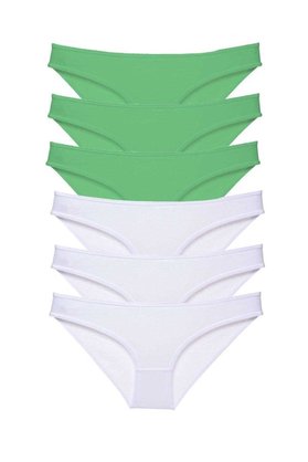 Ethab Ticaret Glb-Stl41414 6 Adet Eko Set Likralı Kadın Slip Külot Yeşil Beyaz