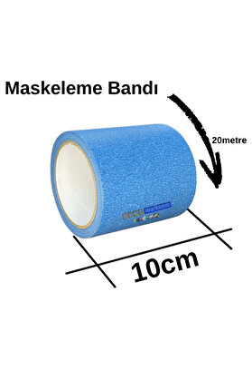 Evi̇mdeyokyok Maskeleme Kağıt Bant Geni̇ş Taban Bandı 100Mmx20Mt Mavi̇