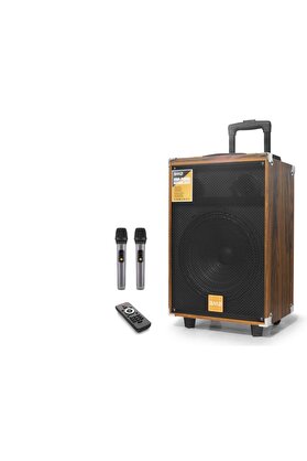Evi̇mdeyokyok Bluetooth Hoparlör Fm Radyo 12 Inç Usb Tf Aux Çi̇ft Mi̇krofonlu Kumandalı - Ahşap Bq12