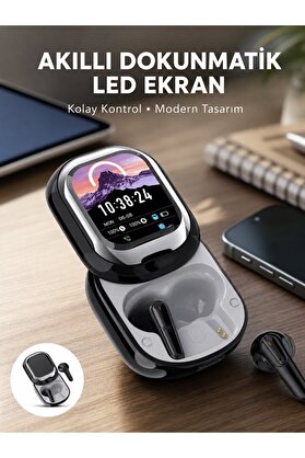 Ethab Giyim Şık Akıllı Ve Güçlü Led Ekranlı Kablosuz Kulaklık Seti - Glst1102-4416
