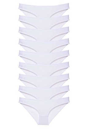 Ethab Ticaret Glb-Stl41414 9 Adet Süper Eko Set Likralı Kadın Slip Külot Beyaz