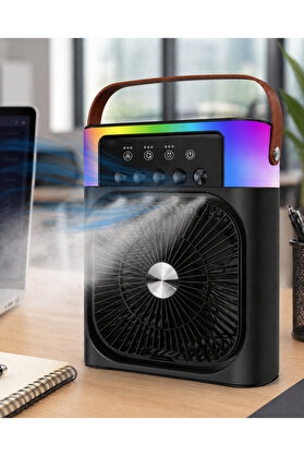 Emvera Mini Klima Fan Buharlı Soğutucu Rgb Led Işıklı Taşınabilir Masaüstü Fan