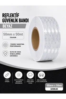 Evi̇mdeyokyok Bal Petekli̇ Reflekti̇f Bant Beyaz 50Mm X 50M Kendi̇nden Yapışkanlı Reflektör Şeri̇t Uyarı Bandı