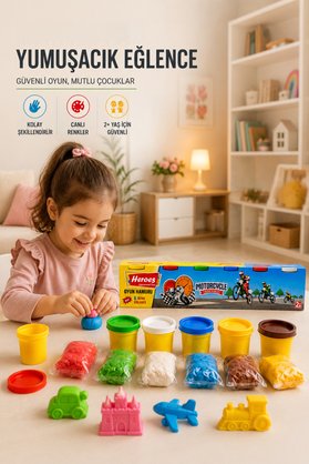 HEROES DOUGH 6'lı Oyun Hamuru Seti - Mini Boy Renkli Okul Öncesi Eğitici Hamur