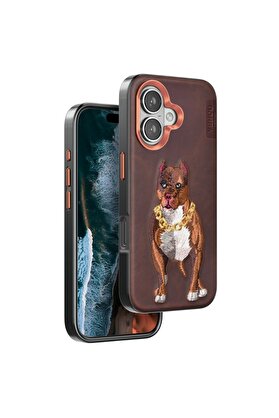 Ethab Ticaret Glb-Stl41414 Venco İphone 16 Perma Desenli Kapak - Kahverengi